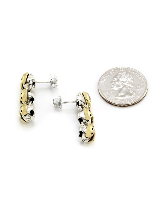 Saint by Sarah Jane Ladybug Sterling and Gold Earrings with Diamonds
